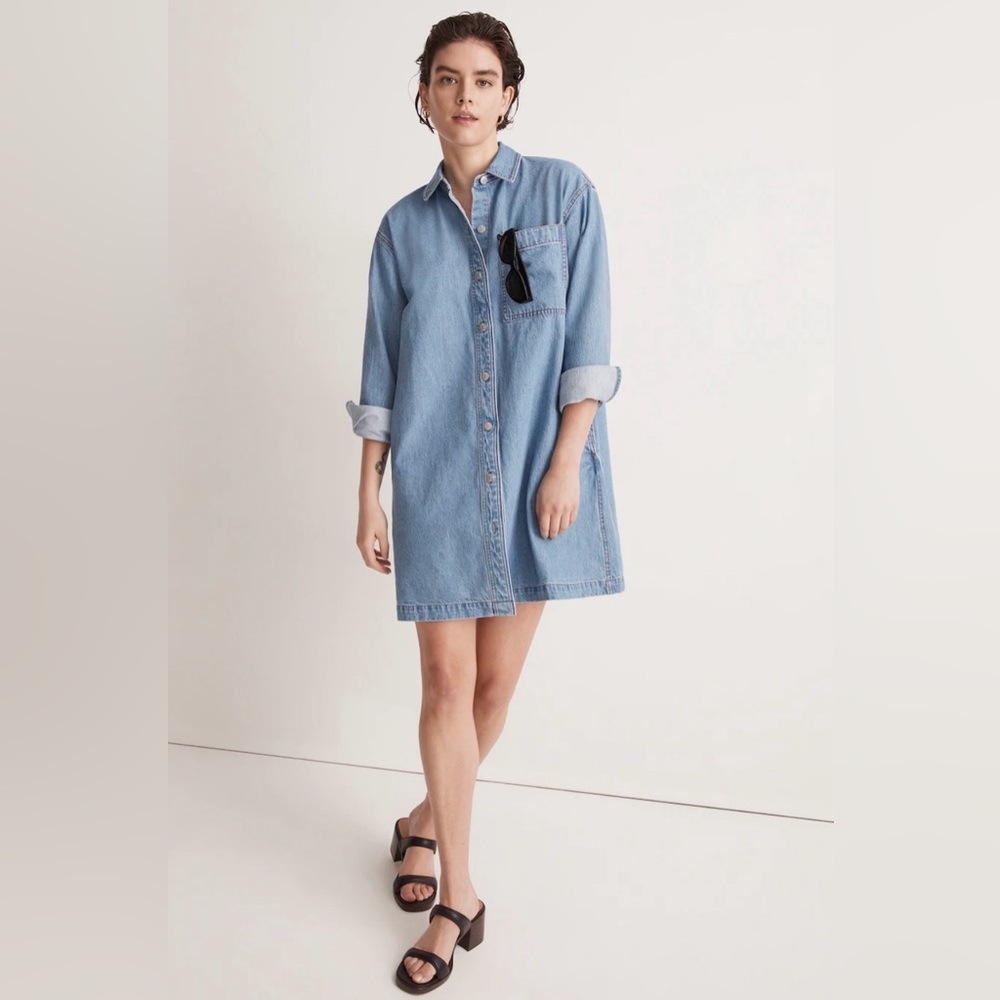 Denim Oversized Shirtdress in Springvale Wash